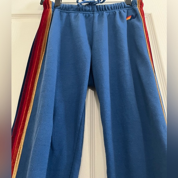 Aviator Nation Double-sided Velvet 5 Stripe Sweatpants - Ocean Blue - Picture 11 of 14